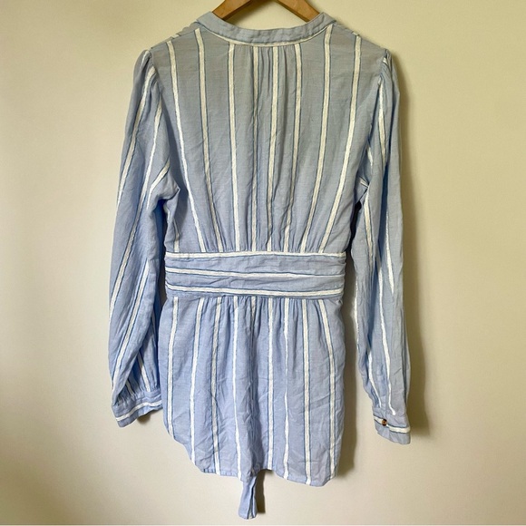Anthropologie Building 18 South Seas Tunic Blue Striped Tie Waist Size 12 - Picture 5 of 10